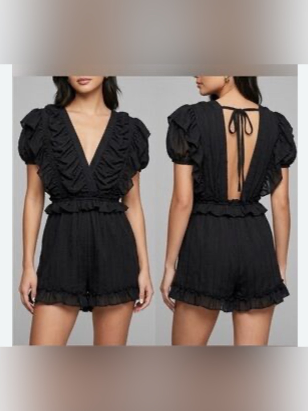 FAVLUX Black Ruffle Mini Dress